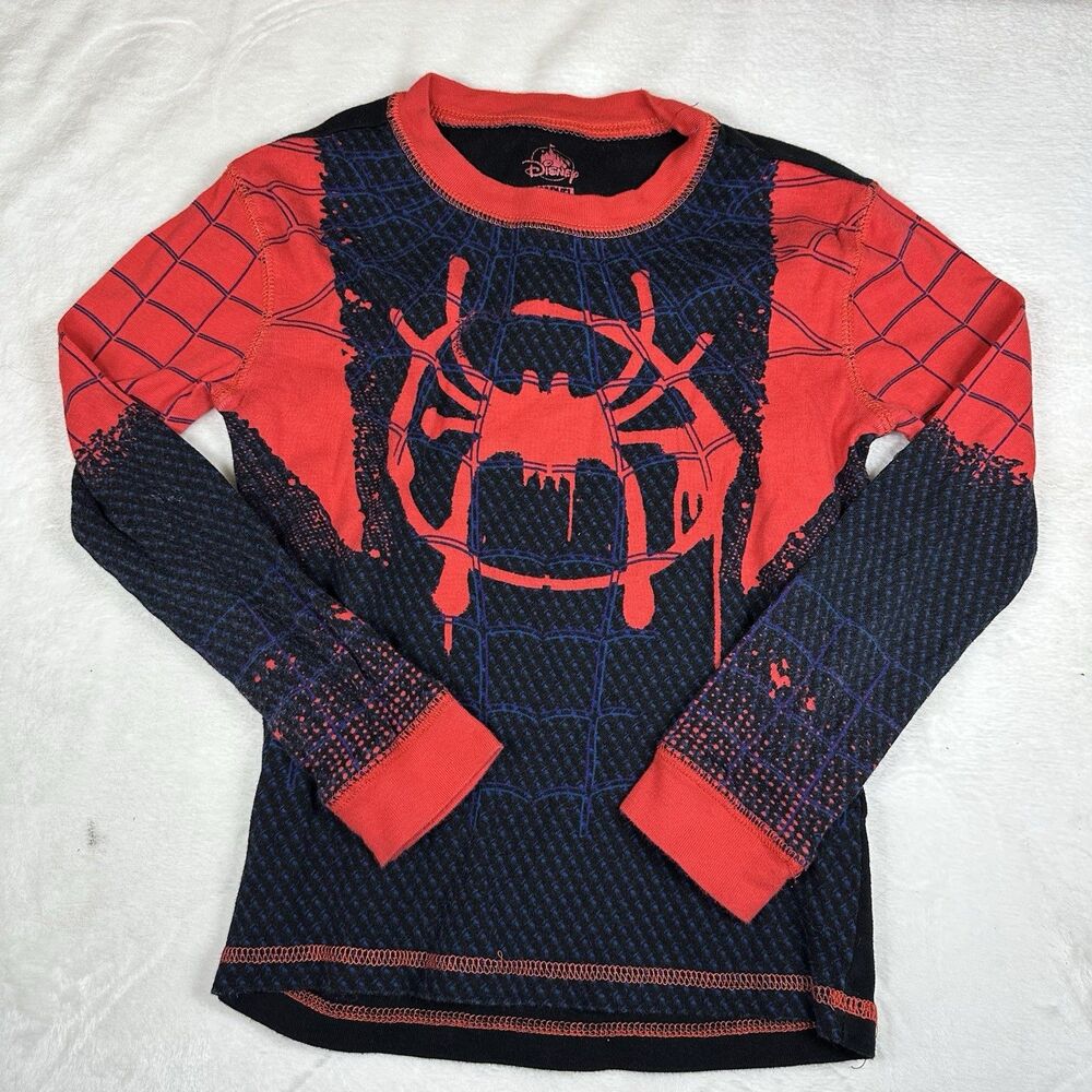 Disney Marvel Spider-Man Boys Size 10 Long‎ Sleeve Shirt Red Black Graphic Tee